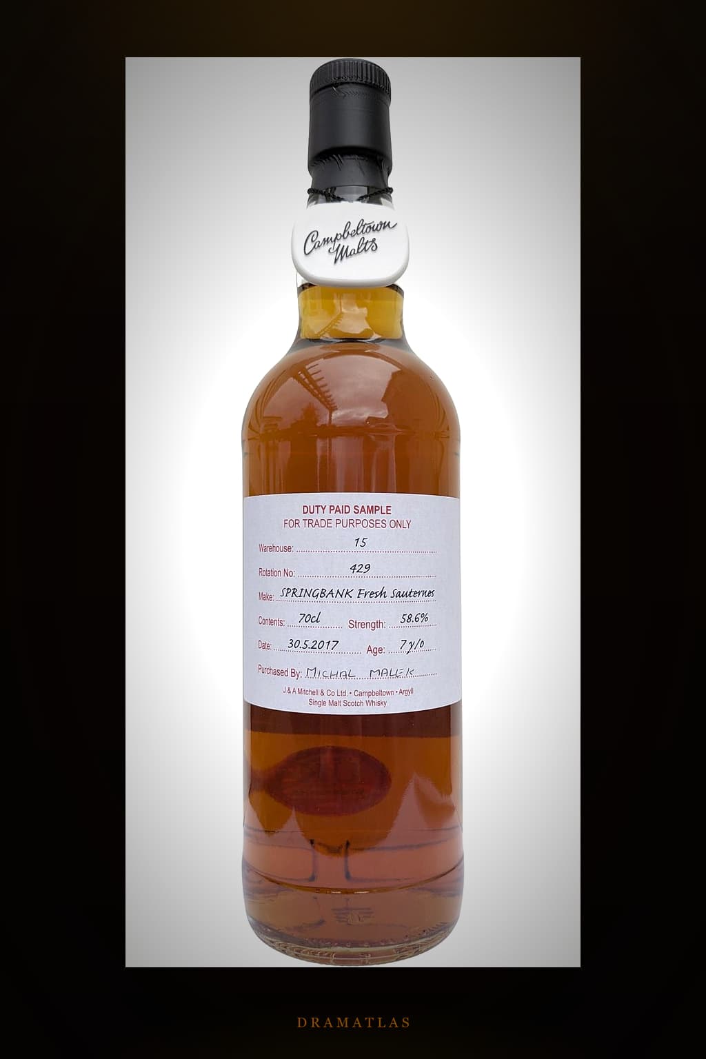 Springbank 2017 Duty Paid Sample - For Trade Purposes Only
