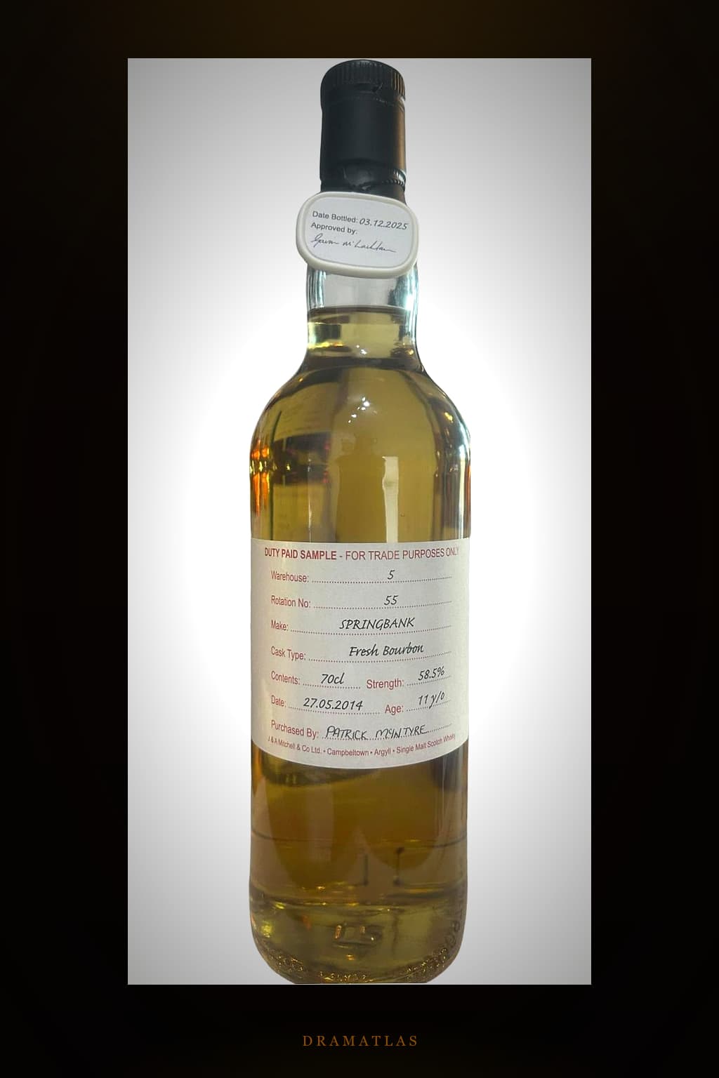 Springbank 2014 Duty Paid Sample - For Trade Purposes Only