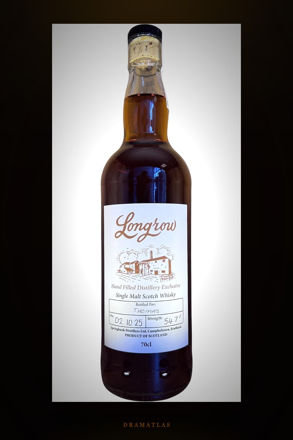 Longrow Single malt Scotch Whisky Hand Filled Distillery Exclusive